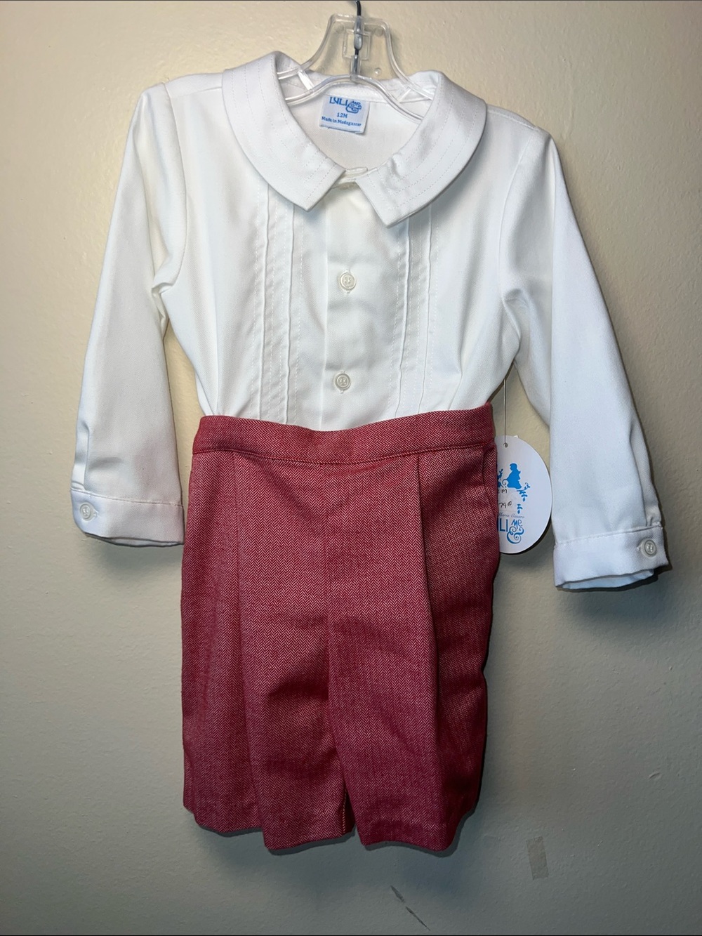 LULI & Me Set - NWT White Shirt with Red Shorts for Infant Size 12M